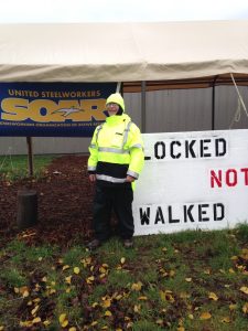Retired Steelworker Gary Steffy, still showing spirit and resolve, has only missed three days on the picket line since the lock-out started Aug. 14 of this year, only because he was out of state at the beginning.