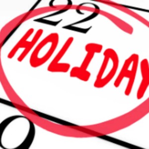 a calendar with a date circled in red with the word 'holiday' written in the calendar square