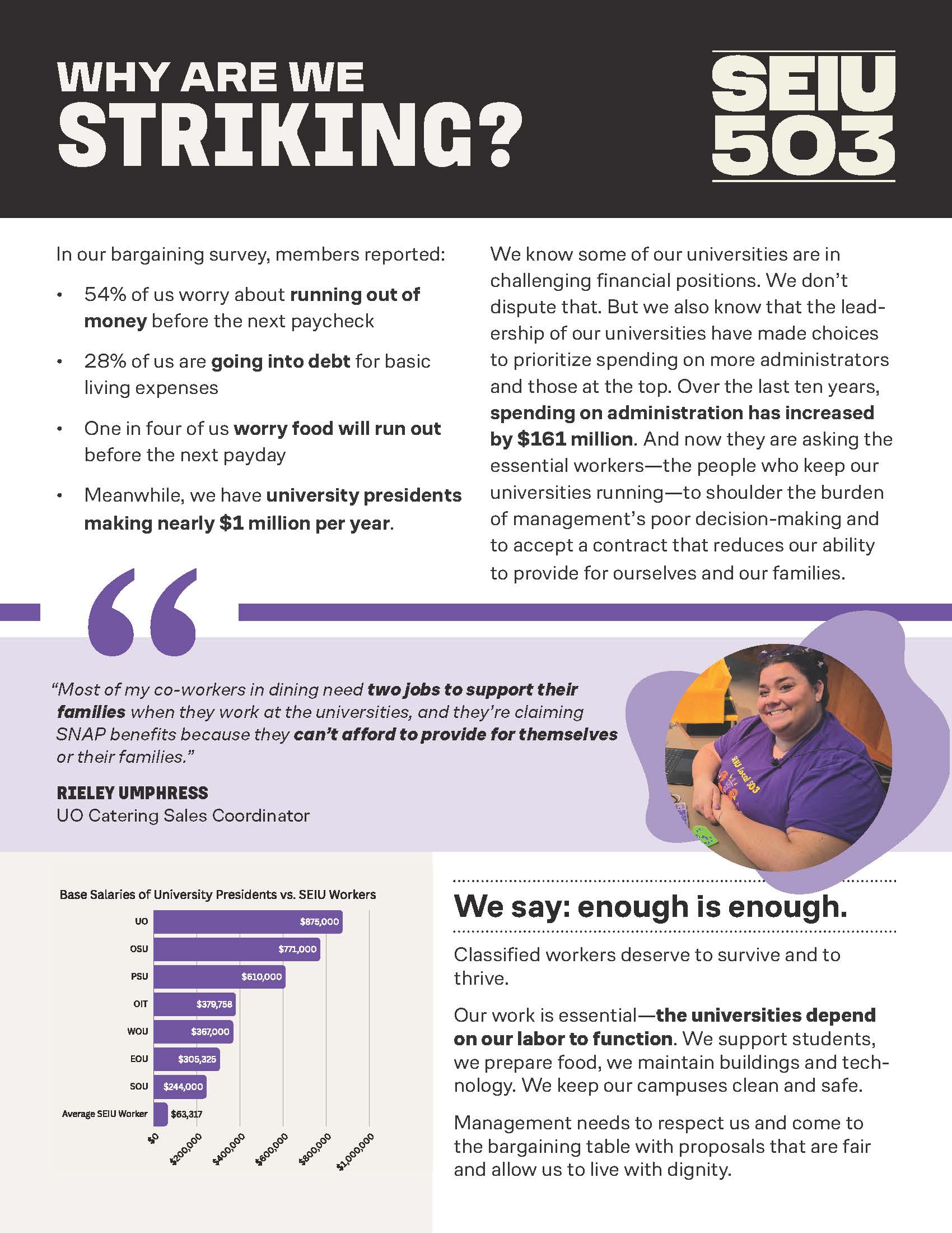 Why are we striking? / Worker flyer